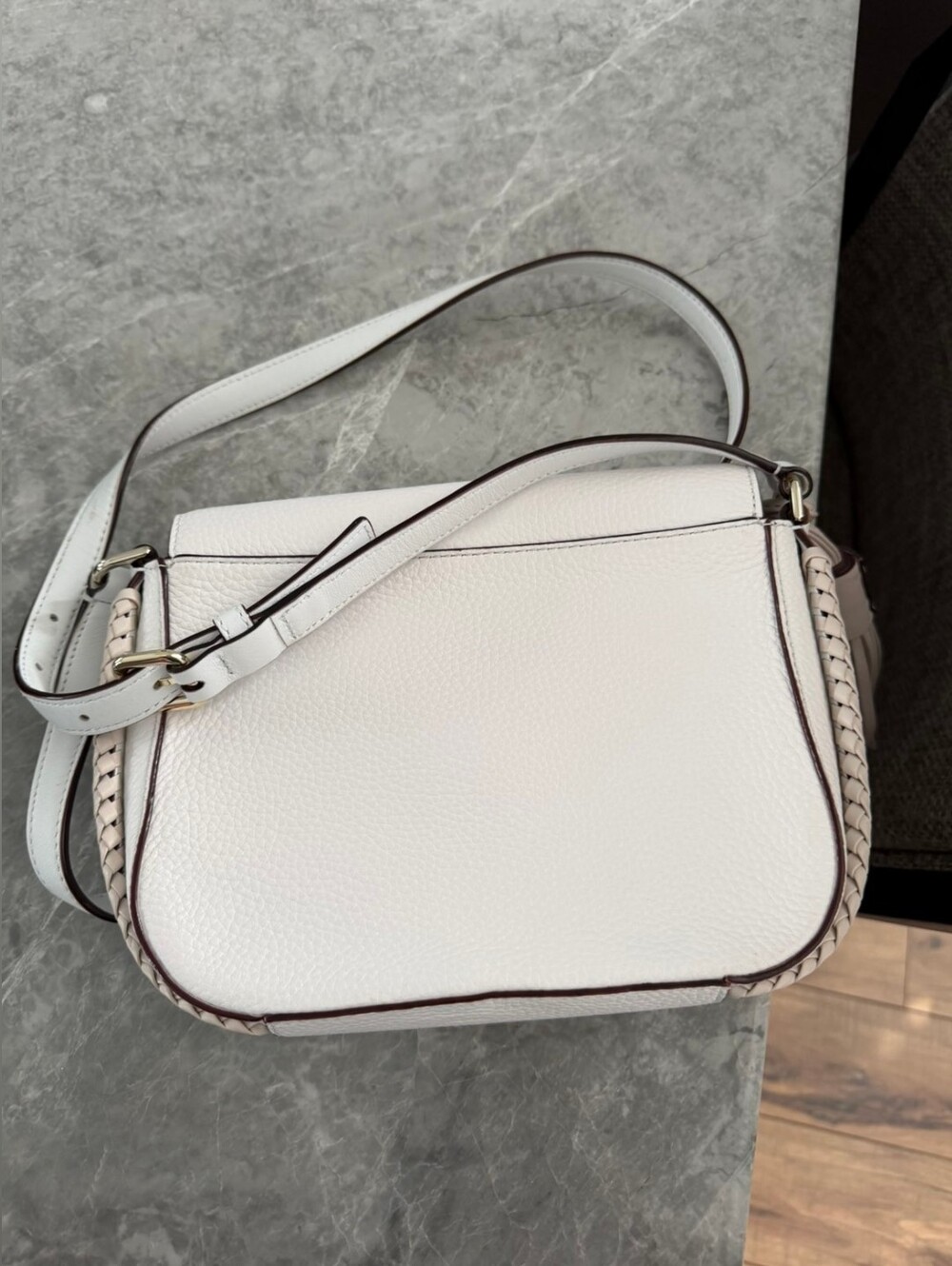 Kate Spade White Leather Crossbody with Braided Trim and Tassel - Picture 5 of 5